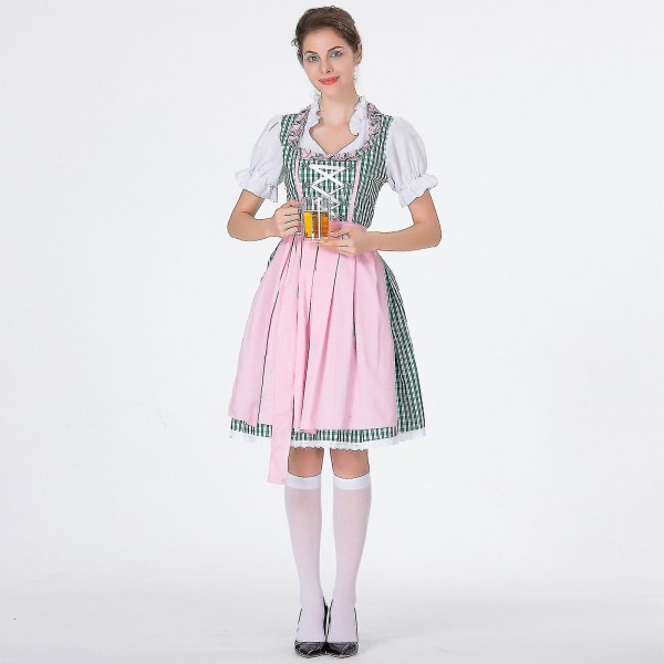 Kvinners Oktoberfest-kostyme tysk Dirndl-kjole kostymekjole bayersk karnevalfest Haoyi -a Light blue S