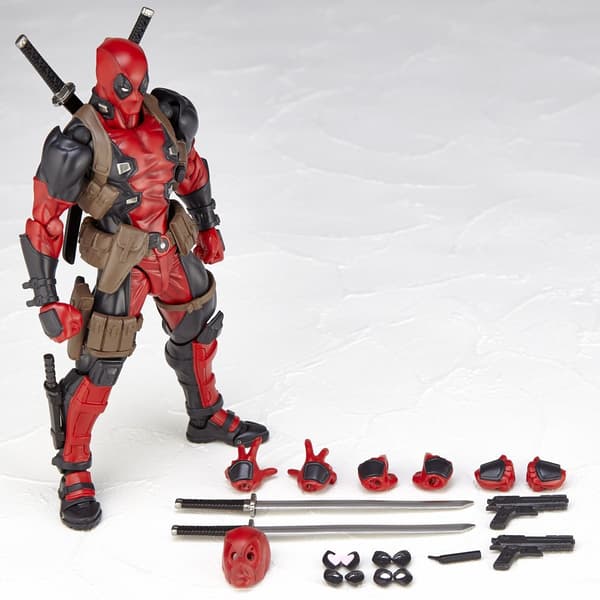 Xib- Yamaguchi Deadpool Movable Joint Interchangeable Face Box Figure Ornament Red (Gear Joint)
