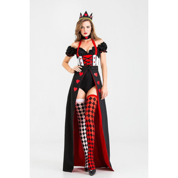 Queen Of Hearts Queen Kostyme Uniform Halloween Kostyme Cosplay Heks Kostyme Vampyr -a XL