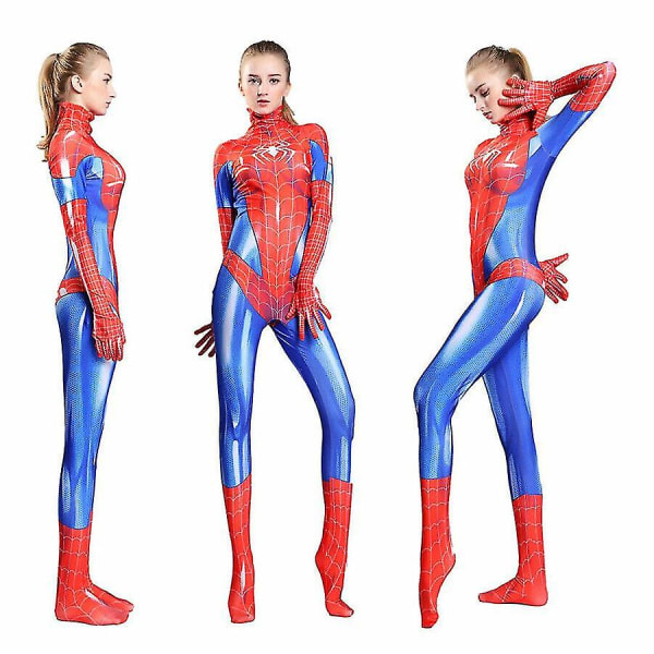 Spider Woman Jumpsuit Cosplay Costume Spiderman Tights Bodysuit . Red L