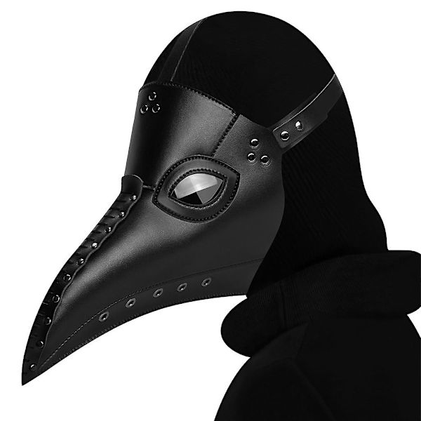 PU Læder Pestlæge Maske Halloween Steampunk Fuglemaske Lang Næse Kostume Prop Cosplay Maskeradefest