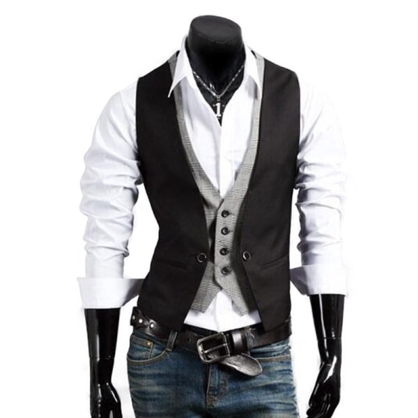 Falsk todelt vest black 3XL