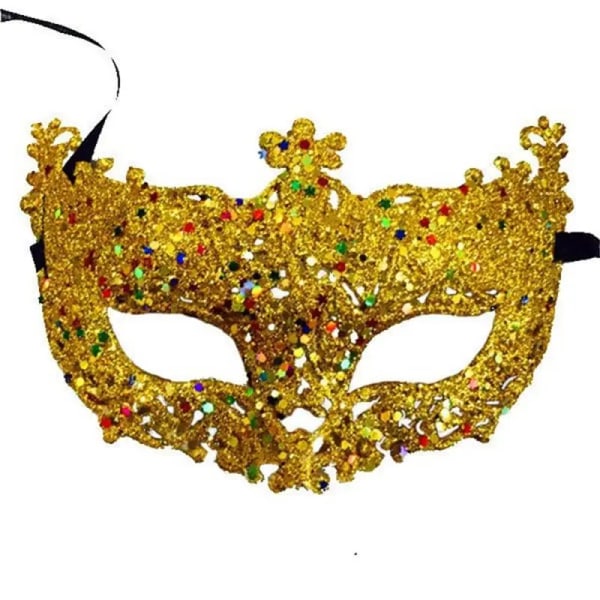 Snygg lyxig venetiansk maskeradmask för kvinnor, flickor Sexig Fox Eye-mask för utklädnad Jul Halloweenfest Gold