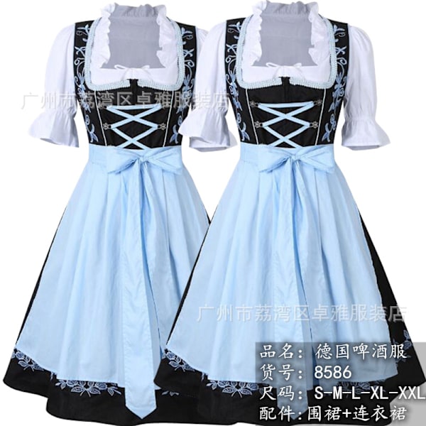 Xbi- Halloween-asut, olut-asut, Baijerilainen Oktoberfest-palvelijatar-asut, lavasut, esiintymisasut 8586 sky blue M