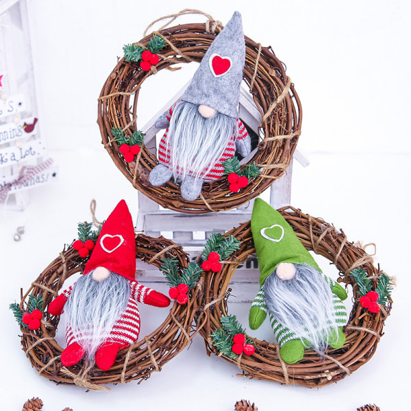 3 stycken juldekorationer, liten Rudolf rottingring .c