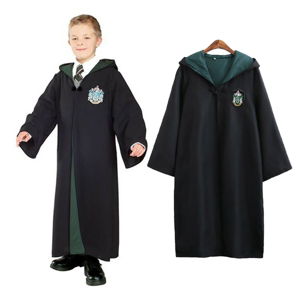 Harry Potter 6pc sæt magisk troldmand Cosplay Fancy Dress Kappe Kåbe Kostume -a Green 145cm (9-10 years)