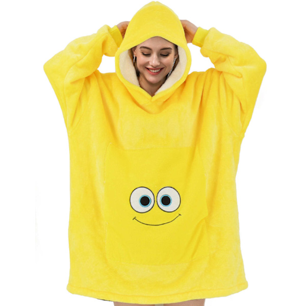 Mub - Tegnet lat pyjamas pullover trøje flanel pyjamas efterår og vinter flanel tæppe trøje hættetrøje tæppe SpongeBob SquarePants TV