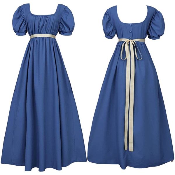 Bridgetown cos retro regentklänning hög midja balklänning viktoriansk teklänning blue S