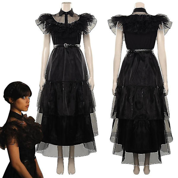 Onsdag Adams Kläder Familjen Addams Värdinnan Tess Cosplay Performance Dansklänning Kostym Cosplay Karneval Barn Vuxna Flickor Damer 2 kids 130