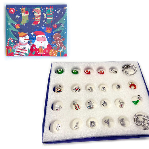 Jul Advent 2 Kalender Nedräkning presentförpackning Armband Jul DIY pärlarmbandskostym .C 4 20*17*1.3cm