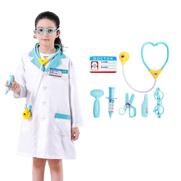 Mub- Child Role Play Doctor Costumes Halloween Pretend Play Doctor Coat Dress Up Costume for Boys and Girls K-0063 Free 3-8 years