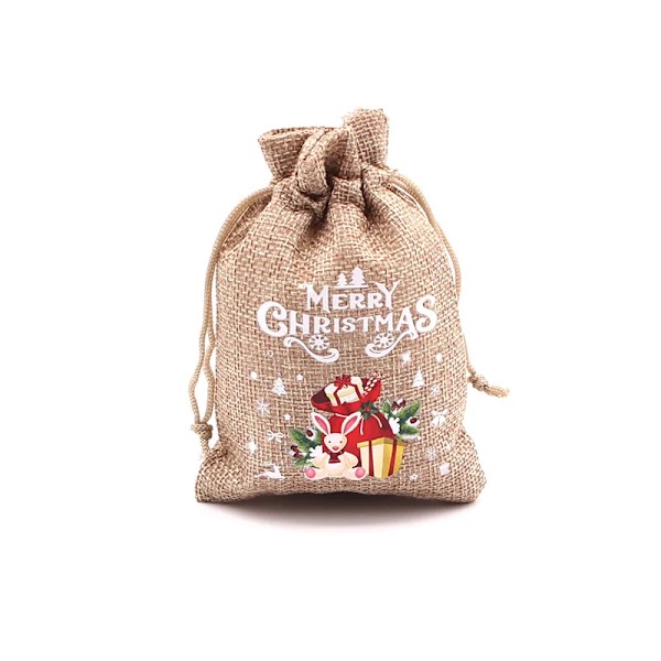 Mub- 10x14cm Julegaver Festdekorationer Julelinned Slikposer Med Snøre Jute Burlap Gavepose Burlap Pose X2072 SD04-3