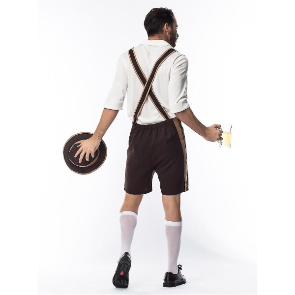 Herre Bayerske Lederhosen Tysk Oktoberfest Tradisjonelle Shorts Ølmann Kostyme Hk -a XXXL