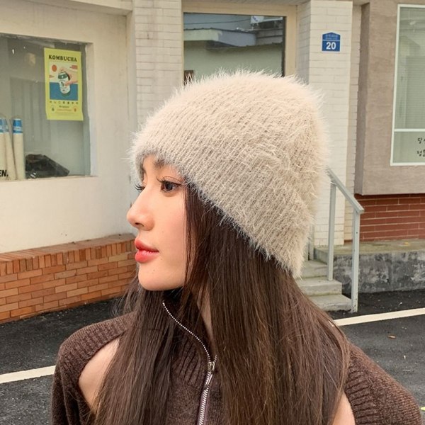 Kanin cap Stickad mössa BEIGE G Beige