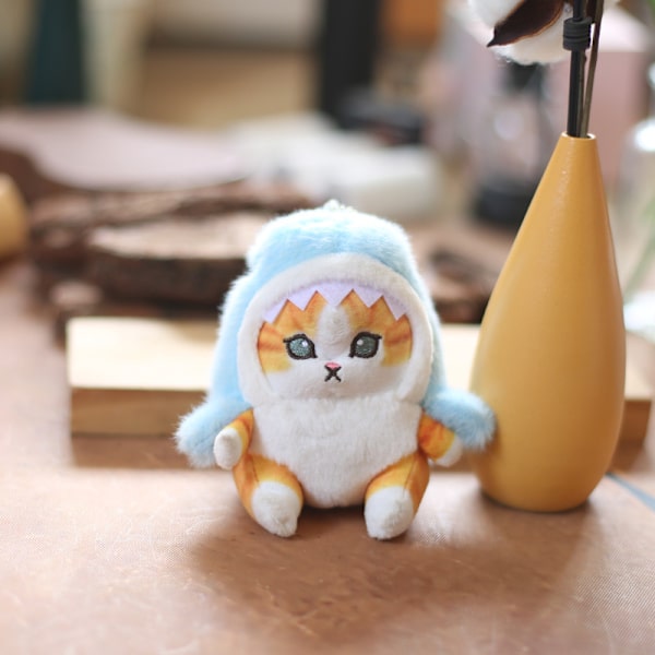 Cute Shark Cat Fried Shrimp Cat Plush Doll Pendant Car Bag Decoration Pendant Shark Cat Plush 3 12CM