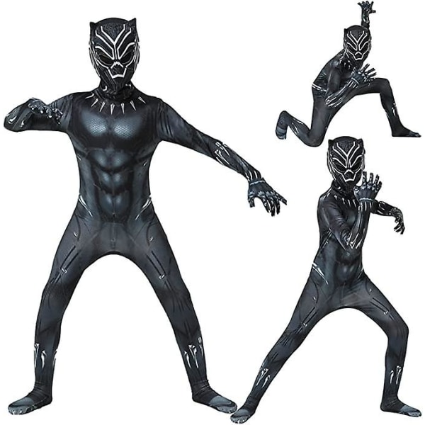 2022 Black Panther Bodysuit Cosplay Costume Party Jumpsuit Adult Kids Halloween Costume -a 100(90-100CM)