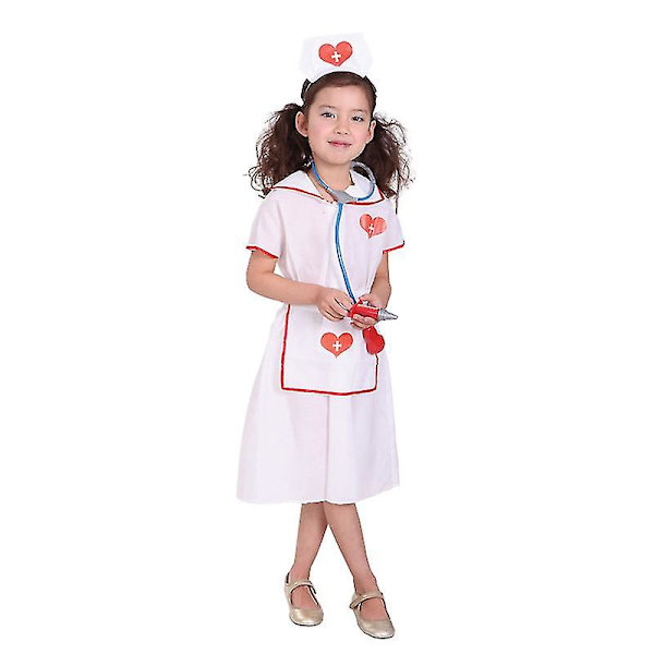 Simulering Læge Sygeplejerske Arbejde Børn Uniform Kjole Halloween Kostume Børn Cosplay Legetøj Sæt Fancy Fest Fødselsdag -a L 120-130cm