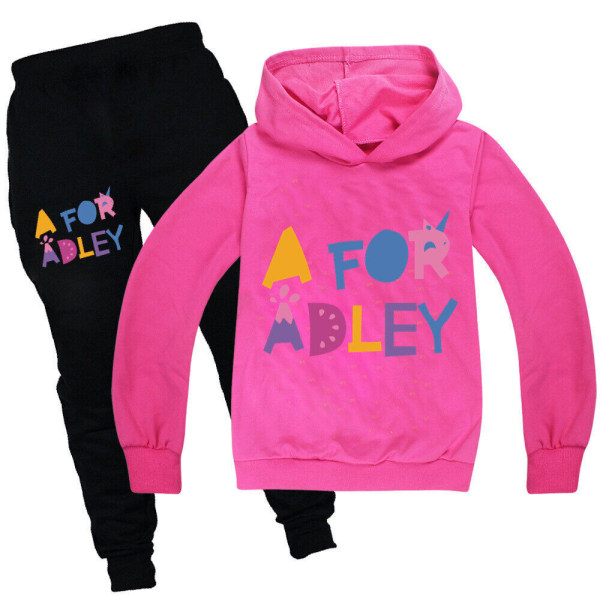 Børne A for Adley Print Træningsoverall Sæt Drenge Piger Sweatshirt -a blue 120/5-6 years