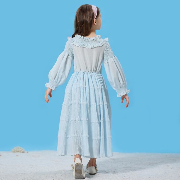 Nyt Den Lille Havfrue Kostume Til Børn Ariel Prinsesse Blå Kjole Halloween Cosplay Karneval Kostume -a 120 cm