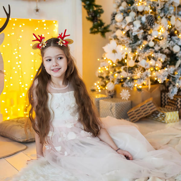 Mub- Christmas Deer Horn Hairpin Party Decoration Christmas Gifts Duckbills Butterflies Bells Pairs Horned bell bow tie