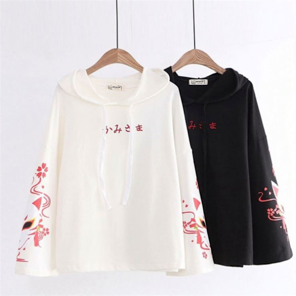 Mub- Cosplay Loose Ladies Fashion Harajuku Naisten Hupullinen ja Pitkähihainen Huppari Ins Style Japan Anime Asuja Aikuisille Yksi Koko White M