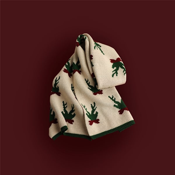 Mub - Alsidig strikket julehalseklud i fawn, elgtryk, snefnug for at holde varmen Antler white