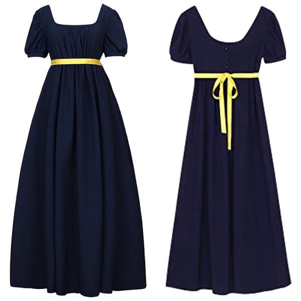 Bridgetown cos retro regentklänning hög midja balklänning viktoriansk teklänning dark blue XL