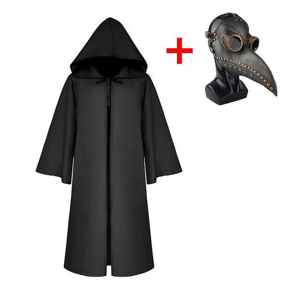 Ruttolääkäri Reaper Lapset Cosplay Karnevaali Halloween Puku Lapsille Musta Kuolema Puku Ruttolääkäri Maski Steam Punk Maski -a 115 (kids) Black Suit with mask