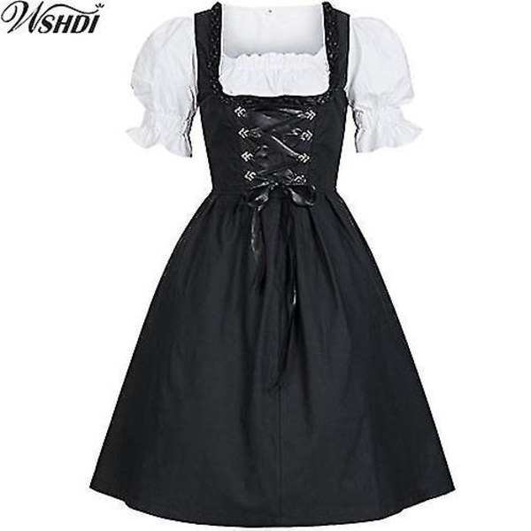 2018 Uusi Naisten Saksan Oluttyttö Wench Dirndl-asu Oktoberfestin asu Puhvihihat Taka Jousi Nyöritys Biergarten-mekko -a 4XL