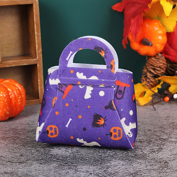Mub- Uusi Halloween-juhlan koristekarkkipussi lahjapakkaus Pieni koko Temppu tai herkku Käsilaukku Noita Aave Kurpitsa Tulostus Pakkauskassit Orange