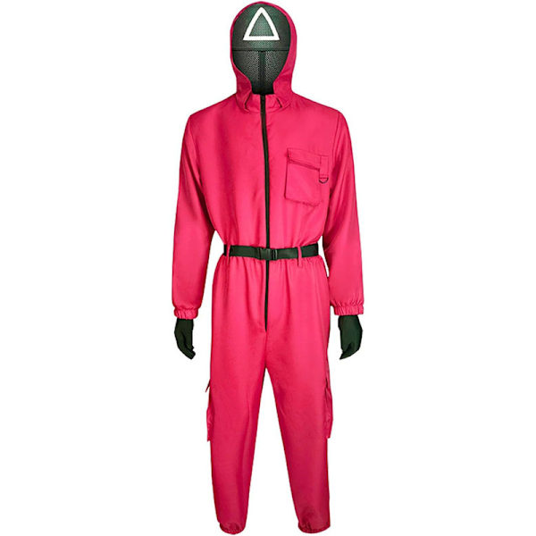 Xbi- Squid Game 2 Vuxen Triangelvakt Jumpsuit + Mask Triangular 2XL