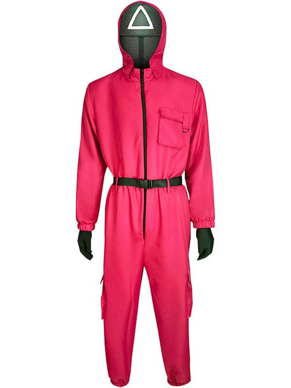 Xbi- Squid Game 2 Vuxen Triangelvakt Jumpsuit + Mask Triangular XL