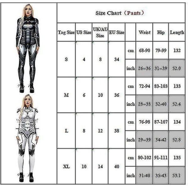 Halloween 3d Robot Printed Cosplay Jumpsuit Carnival Party Cyberpunk Playsuit Fancy Dress Costume Compatible Women Adult -a Navy Blue S