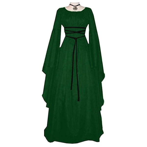 Medieval Heks Kjole Vampyr Brud Kostumer Kvinder Halloween Karneval Fest Cosplay -a Green M
