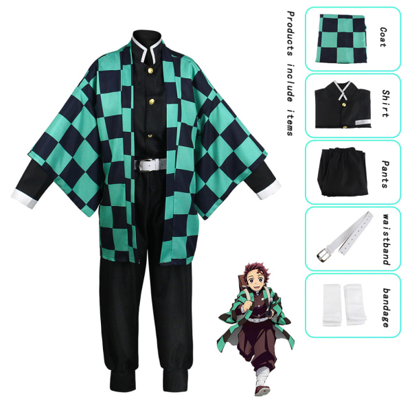 Mub- Anime Demon Slayer Cosplay Kostume Tanjire Agatsuma Zenitsu Tomioka Giyuu Halloween Fest Cosplay Kostume Rengoku Kyoujurou child size 140