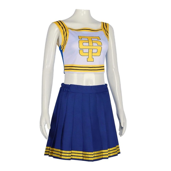 Kvinne Blå Cheerleader Kostyme, Halloween Søt Cheer Uniform Outfit -a L
