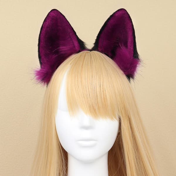 Søt Fox Wolf Cat Ear Hodebånd Dampannbånd Live Hodeplagg Grå