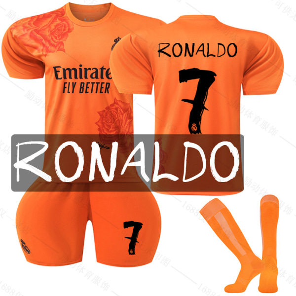 Xbi- 2425 Real Madrid Orange Commemorative Edition Fotbollströja 7 RONALDO 22