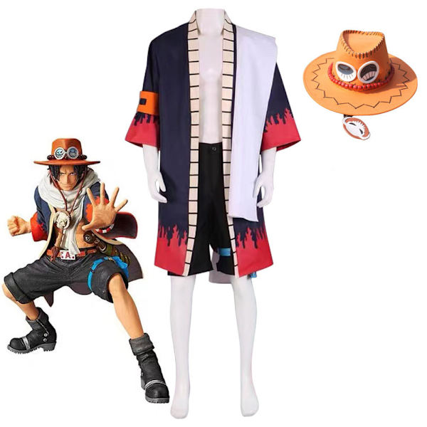 Mub- Wholesale Anime One Piece Fire Fist Ace Cosplay Costume Adult Halloween Party Costume 1 2 XL