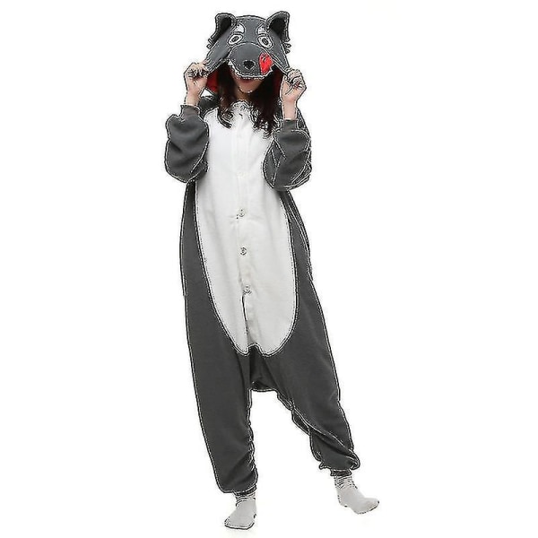 Hksng Kigurumi Djur Vuxna Katt Björn Haj Onesies Pyjamas Tvättbjörn Kostymer Drake Jumpsuit Jul Gray Wolf