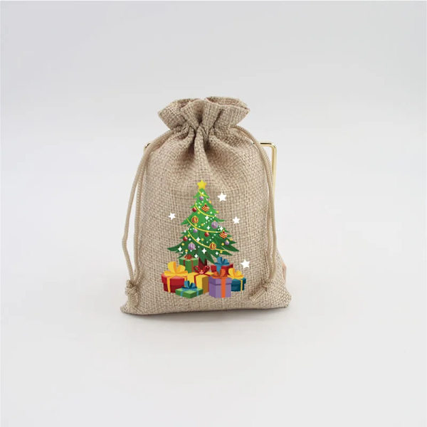 Mub- 10x14cm Julegaver Festdekorationer Julelinned Slikposer Med Snøre Jute Burlap Gavepose Burlap Pose X2072 SD01-6