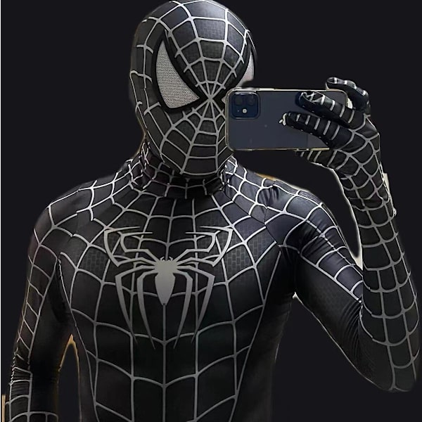 Halloween Mænds Sorte Remy Spiderman Cosplay Kostume Venom Symbiote Remy Dragt Zentai Heldragt Voksen -a Hood Detachable XS