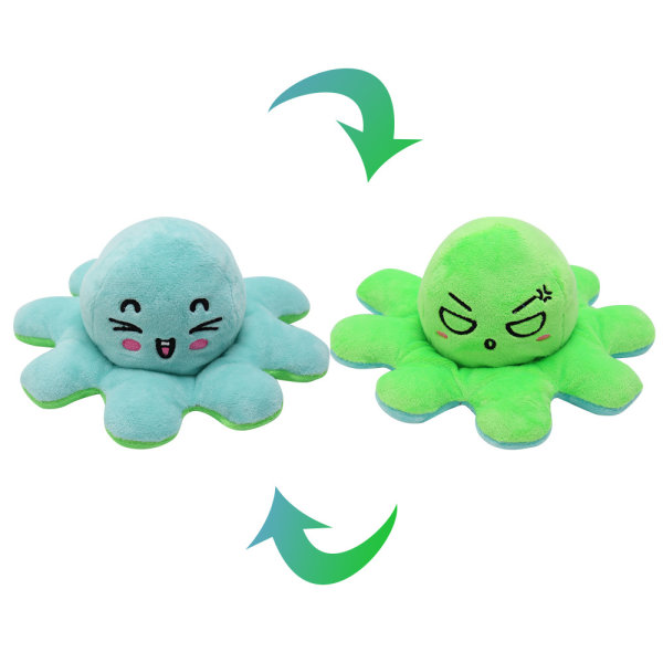 Mub- Udtryk flip blæksprutte dukke flip blæksprutte dobbeltsidet dukke blæksprutte plys dukke Light blue pink