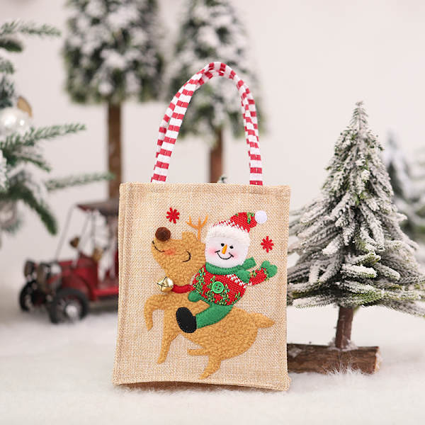 Mub- Jul äppelväska tecknad docka Julklapp påse godis dagis gåva C-D59 Snögubbe Presentpåse