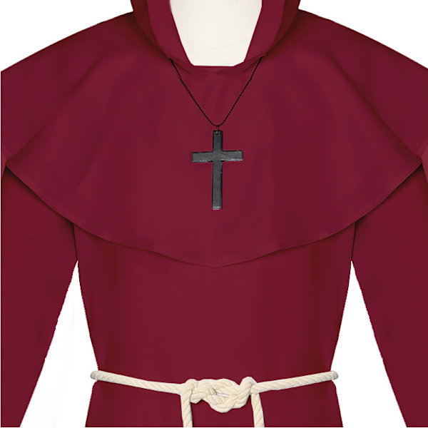 Halloween kostume middelalderlig munk dragt munk dragt troldmand kostume præst cosplay kostume sjal cos komplet sæt red M