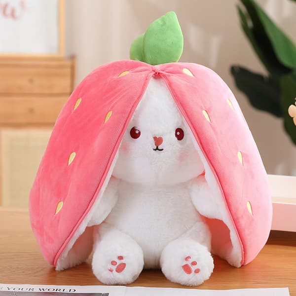 Mub- Variable strawberry rabbit plush doll multi-form cute carrot rabbit plush toy 1 35Cm