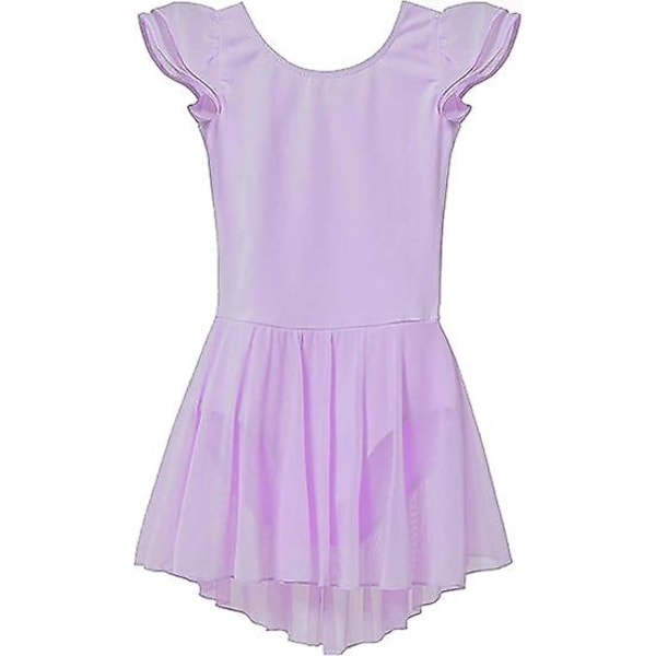 Småbørns Piger Balletkjoler Leotards Med Nederdel Dansekjole Ballerina Tutu Outfit .4 Light Purple 120CM