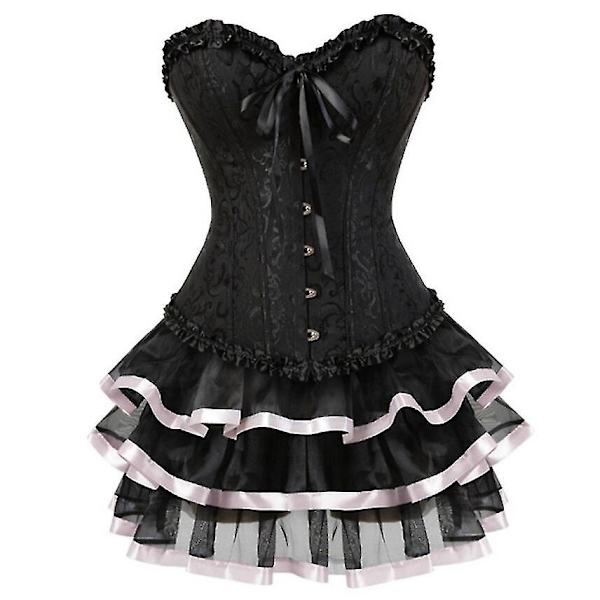 Sexy korsetit mekot naisille Plus Size puku Overbust Burlesque korsetti ja minihame setti Tutu Corselet -a only Corset 4XL