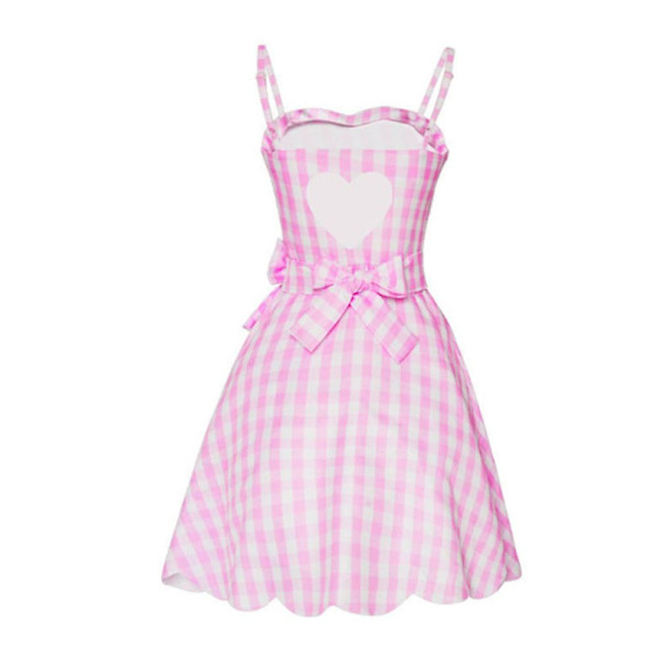 Halloween Naisten Barbie Elokuva Cosplay-asu Vaaleanpunainen Ruutukuvioinen Liivimekko Juhla Midi-mekot Hieno Puku -a B 3XL