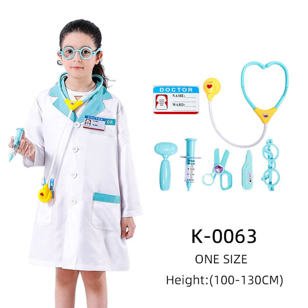 Mub- Child Role Play Doctor Costumes Halloween Pretend Play Doctor Coat Dress Up Costume for Boys and Girls K-0063 Free 3-8 years